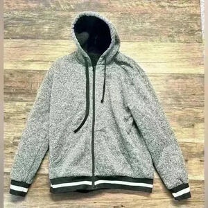 Old Skool Mens Gray Hooded Zip-Up Jacket Size Large